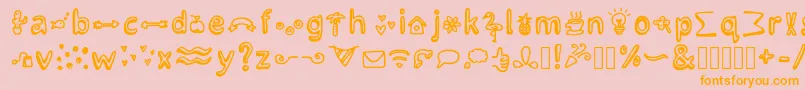 Fonte LettertypemiescrazyiconsRegular – fontes laranjas em um fundo rosa