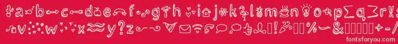 LettertypemiescrazyiconsRegular Font – Pink Fonts on Red Background