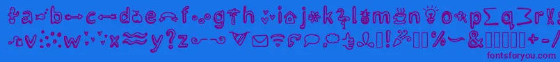 LettertypemiescrazyiconsRegular Font – Purple Fonts on Blue Background