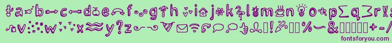 LettertypemiescrazyiconsRegular Font – Purple Fonts on Green Background