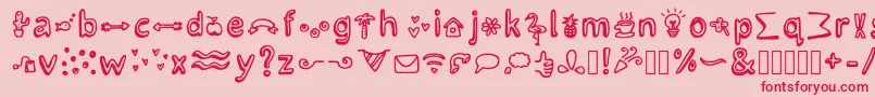Fonte LettertypemiescrazyiconsRegular – fontes vermelhas em um fundo rosa