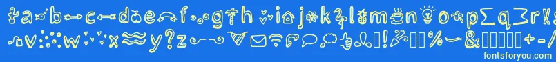 LettertypemiescrazyiconsRegular Font – Yellow Fonts on Blue Background