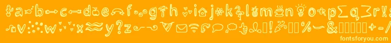 LettertypemiescrazyiconsRegular Font – Yellow Fonts on Orange Background