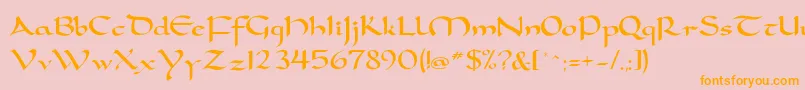DorovarflfCarolus-Schriftart – Orangefarbene Schriften auf rosa Hintergrund