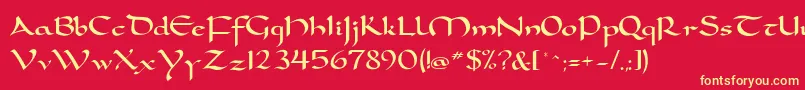 Шрифт DorovarflfCarolus – жёлтые шрифты на красном фоне