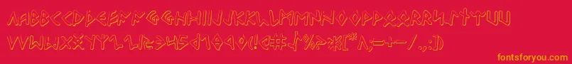 OdinsonOutline-Schriftart – Orangefarbene Schriften auf rotem Hintergrund