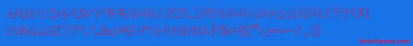 フォントOdinsonOutline – 赤い文字の青い背景