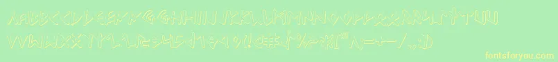 フォントOdinsonOutline – 黄色の文字が緑の背景にあります