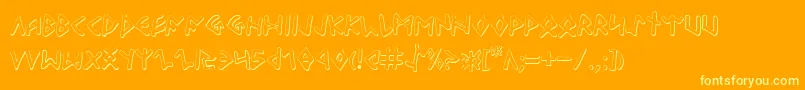 OdinsonOutline-Schriftart – Gelbe Schriften auf orangefarbenem Hintergrund