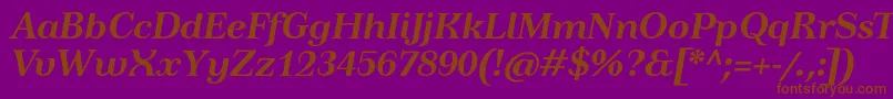 TusardecotextBolditalic-fontti – ruskeat fontit violetilla taustalla