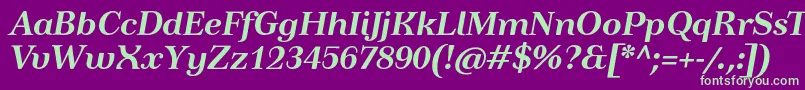 TusardecotextBolditalic Font – Green Fonts on Purple Background