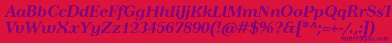 TusardecotextBolditalic Font – Purple Fonts on Red Background