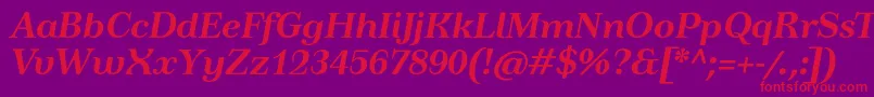 TusardecotextBolditalic Font – Red Fonts on Purple Background