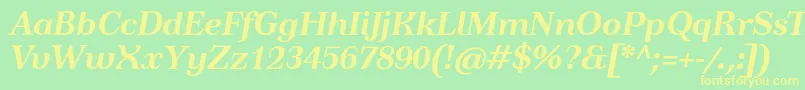 TusardecotextBolditalic Font – Yellow Fonts on Green Background