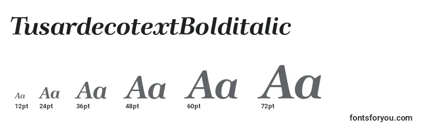 Размеры шрифта TusardecotextBolditalic