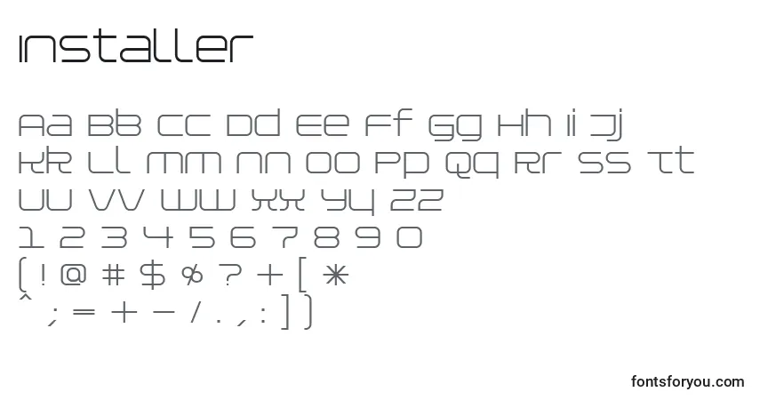 Installer-fontti – aakkoset, numerot, erikoismerkit