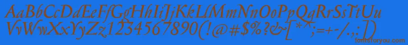 SerapionProItalic Font – Brown Fonts on Blue Background