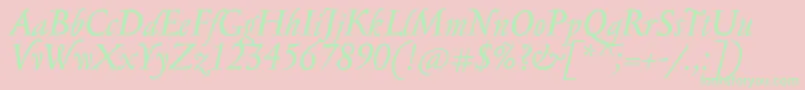 SerapionProItalic-Schriftart – Grüne Schriften auf rosa Hintergrund