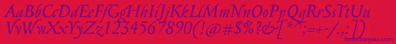 フォントSerapionProItalic – 赤い背景に紫のフォント