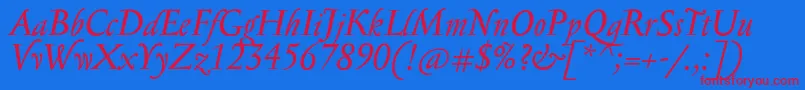 SerapionProItalic Font – Red Fonts on Blue Background