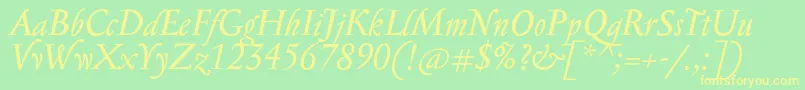 Шрифт SerapionProItalic – жёлтые шрифты на зелёном фоне