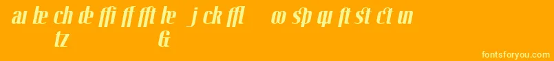 LinotypeoctaneBolditalicadd-Schriftart – Gelbe Schriften auf orangefarbenem Hintergrund