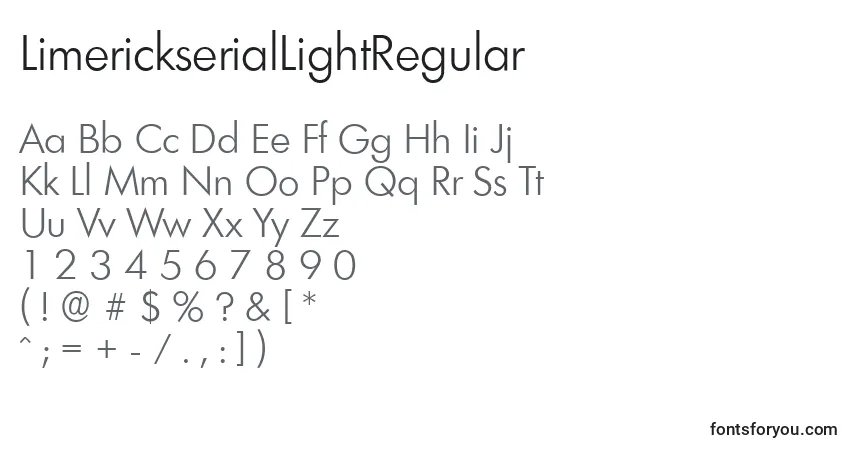 A fonte LimerickserialLightRegular – alfabeto, números, caracteres especiais