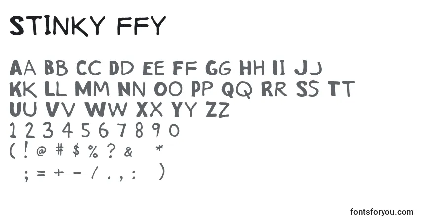 Schriftart Stinky ffy – Alphabet, Zahlen, spezielle Symbole