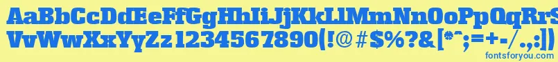 EnschedeSerialBlackRegularDb Font – Blue Fonts on Yellow Background