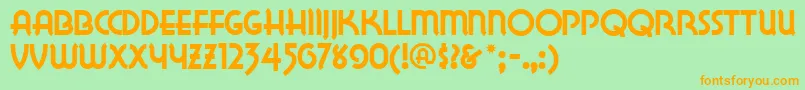 Lakewn Font – Orange Fonts on Green Background