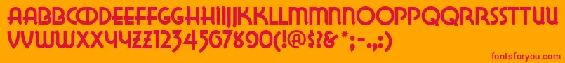 Lakewn-Schriftart – Rote Schriften auf orangefarbenem Hintergrund