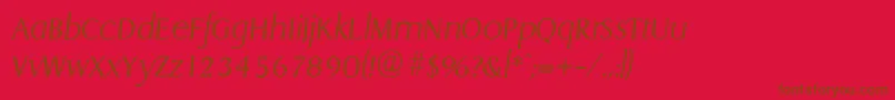 DragonserialXlightItalic-fontti – ruskeat fontit punaisella taustalla