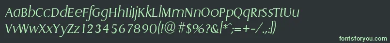 Fonte DragonserialXlightItalic – fontes verdes em um fundo preto