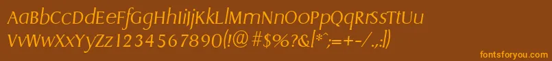 DragonserialXlightItalic Font – Orange Fonts on Brown Background