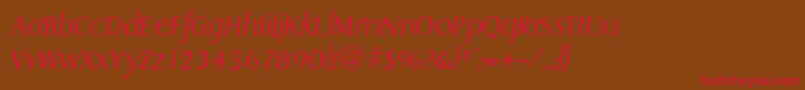 DragonserialXlightItalic-Schriftart – Rote Schriften auf braunem Hintergrund