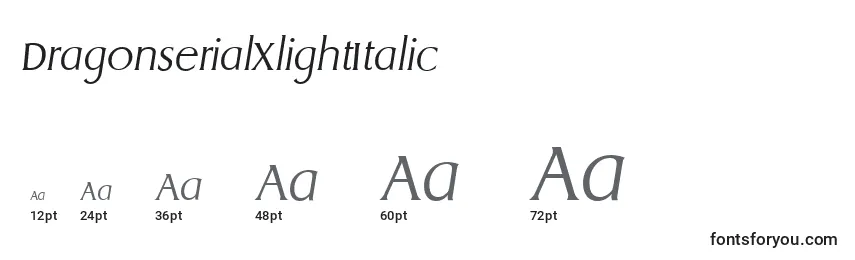 DragonserialXlightItalic Font Sizes
