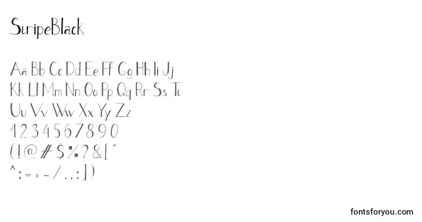 A fonte StripeBlack – alfabeto, números, caracteres especiais