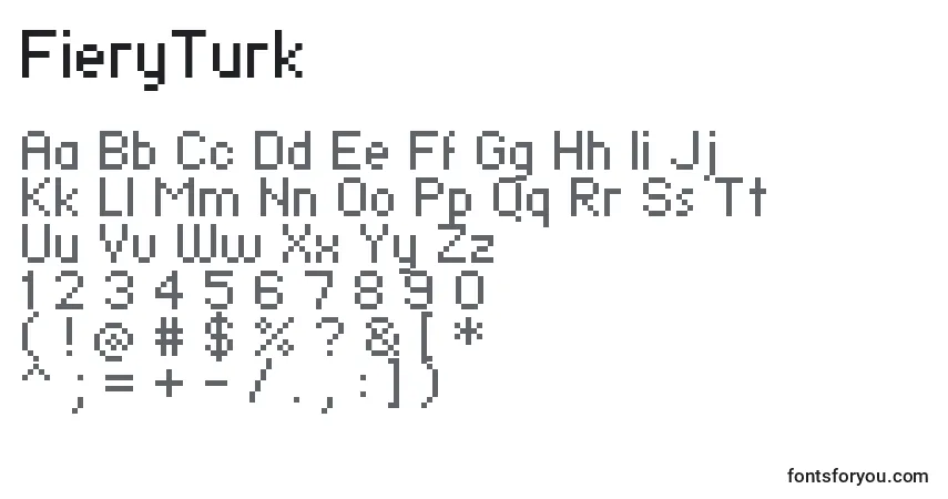 A fonte FieryTurk – alfabeto, números, caracteres especiais