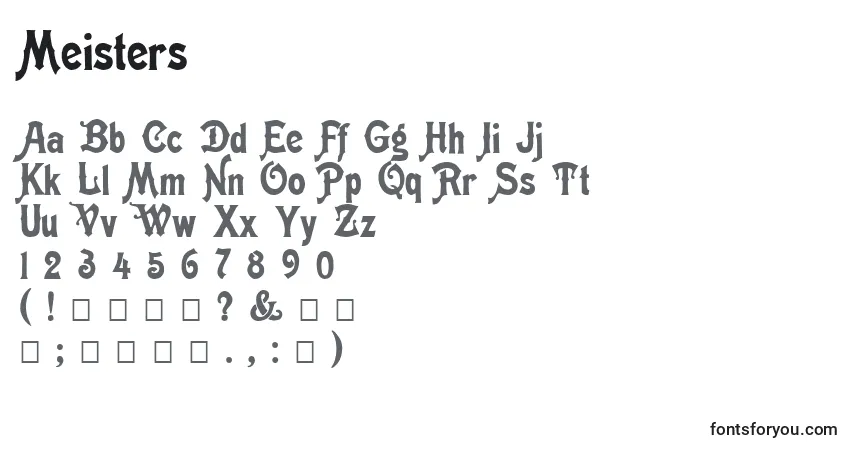 A fonte Meisters – alfabeto, números, caracteres especiais