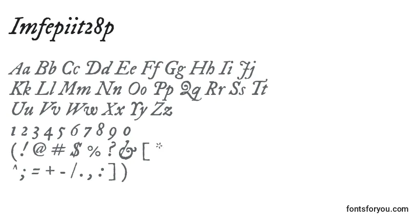 Czcionka Imfepiit28p – alfabet, cyfry, specjalne znaki