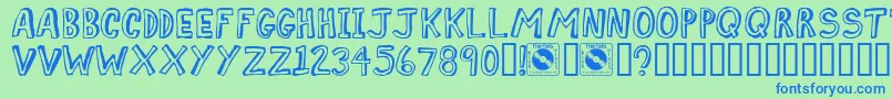 Comiz Font – Blue Fonts on Green Background