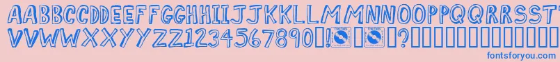 Comiz Font – Blue Fonts on Pink Background