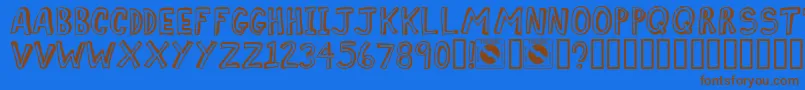 Comiz Font – Brown Fonts on Blue Background