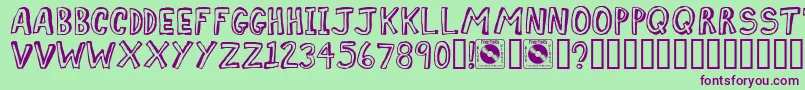 Comiz Font – Purple Fonts on Green Background