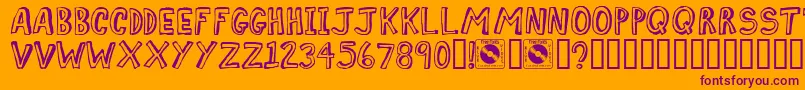 Comiz Font – Purple Fonts on Orange Background