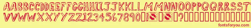 Comiz Font – Red Fonts on Yellow Background