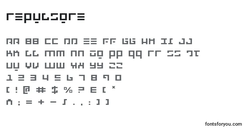 Schriftart Repulsore – Alphabet, Zahlen, spezielle Symbole