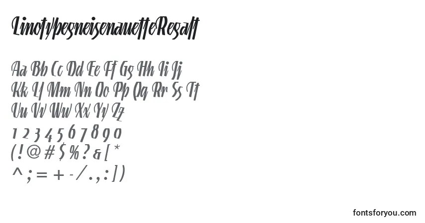 Schriftart LinotypegneisenauetteRegalt – Alphabet, Zahlen, spezielle Symbole