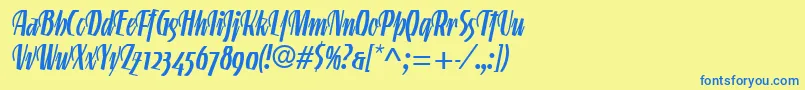 フォントLinotypegneisenauetteRegalt – 青い文字が黄色の背景にあります。