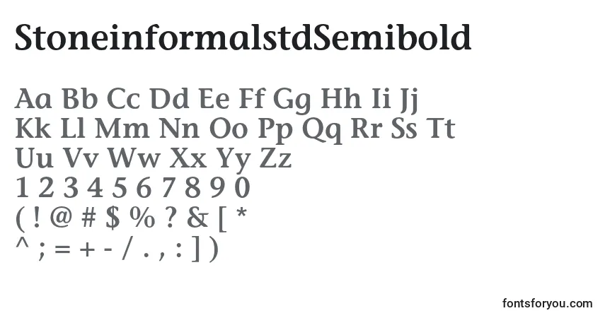 Шрифт StoneinformalstdSemibold – алфавит, цифры, специальные символы